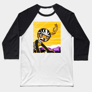 Velo the One-Antlered Cyclist Deer Baseball T-Shirt